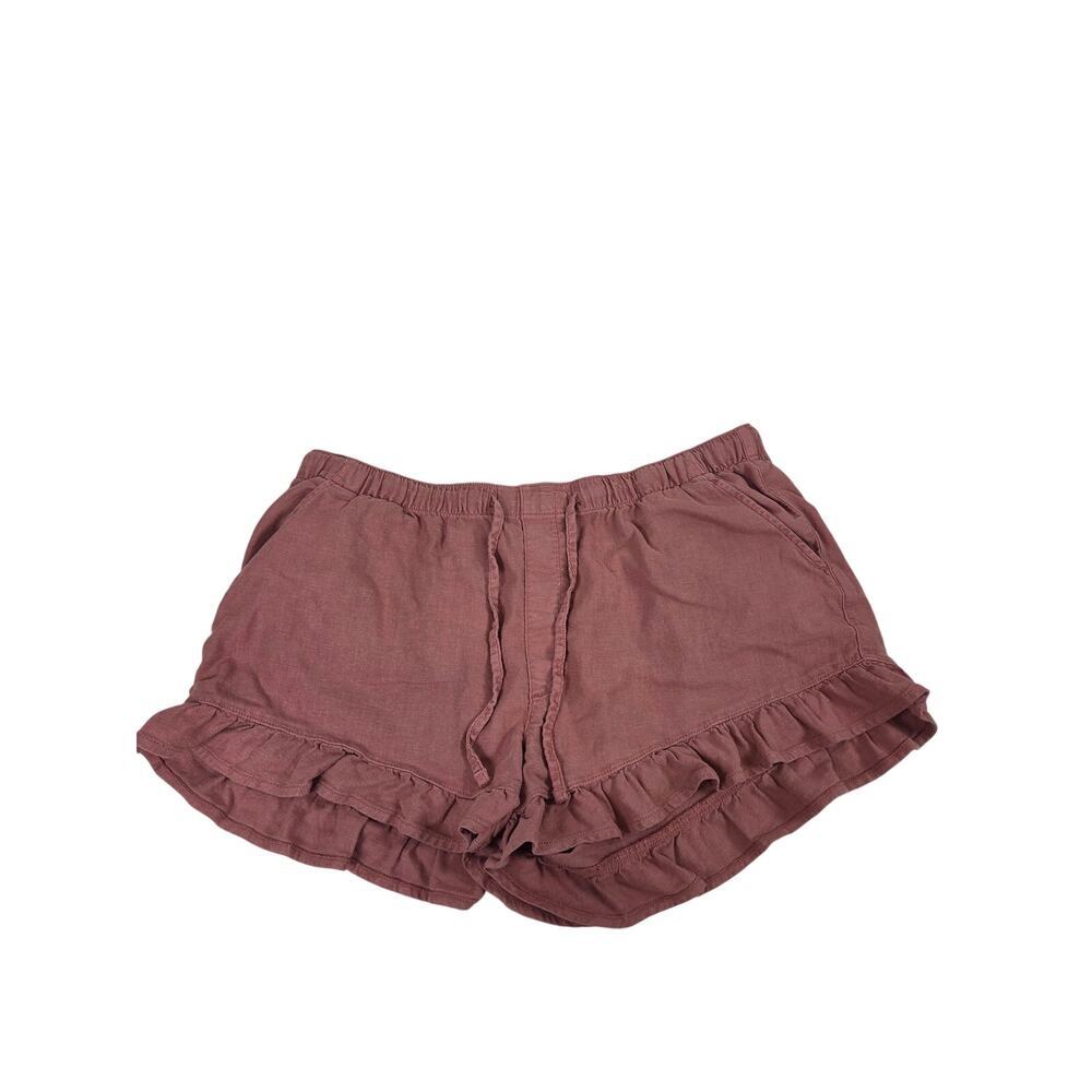 American Eagle Red/Rust S shorts Ruffles Drawstring Waist XL Linen Blend